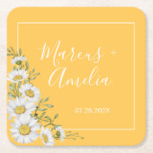  Daffodil Yellow & White Daisies Wedding Kartonnen Onderzetters (Voorkant)