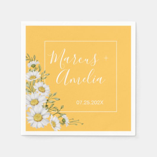  Daffodil Yellow & White Daisies Wedding Servet (Voorkant)
