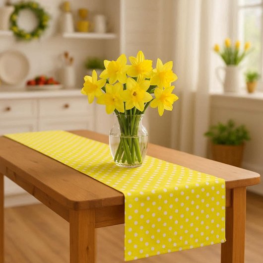  Daffodil Yellow with Polka-Dots Korte Tafelloper
