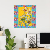 Daffodilerende Waterverf Poster van lentebloemen (Thuiskantoor)