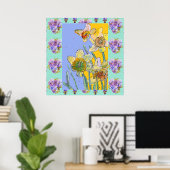Daffodilerende Waterverf Poster van lentebloemen (Thuiskantoor)