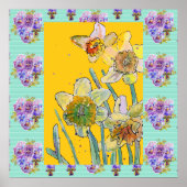 Daffodilerende Waterverf Poster van lentebloemen (Voorkant)