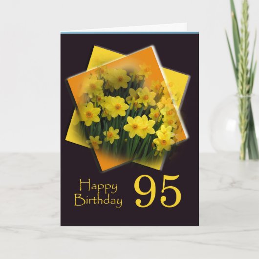Daffodils 95e Verjaardag Wensen Wenskaart Kaart (Voorkant)