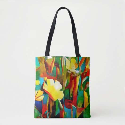 Daffodils. Abstract floral composition in a cubist Tote Bag (Voorkant)