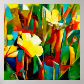 Daffodils. Abstracte florale samenstelling in een  Poster (Voorkant)