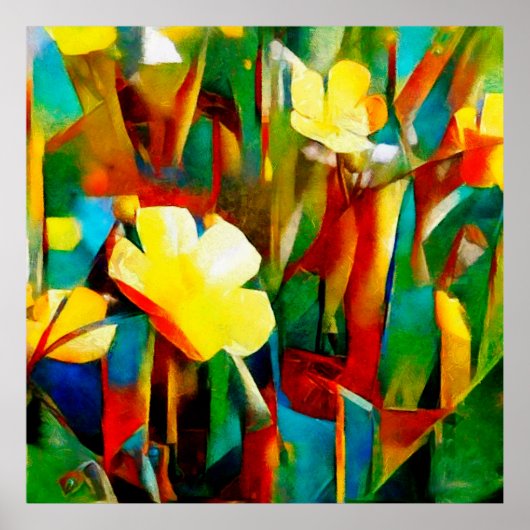 Daffodils. Abstracte florale samenstelling in een Poster (Voorkant)