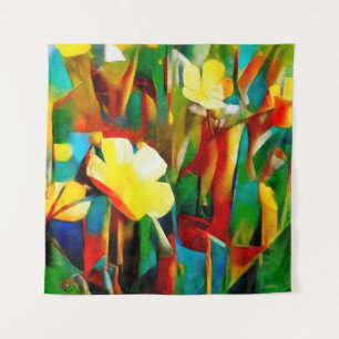 Daffodils. Abstracte florale samenstelling in een Wandkleed
