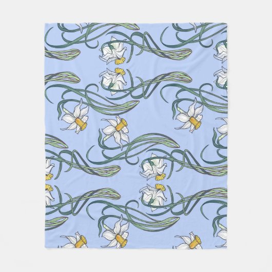 Daffodils Art: Nouveau Lente Fleece Deken (Voorkant)