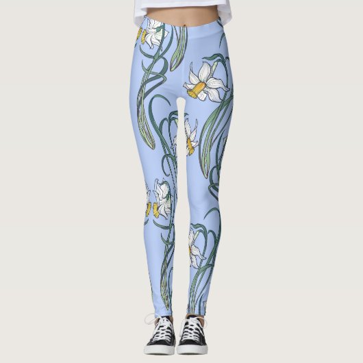 Daffodils Art: Nouveau Lente Leggings (Voorkant)