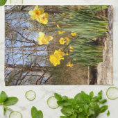 Daffodils bij Paastheedoek Theedoek (Gevouwen)