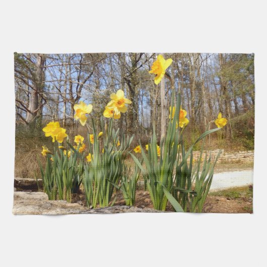 Daffodils bij Paastheedoek Theedoek (Horizontaal)