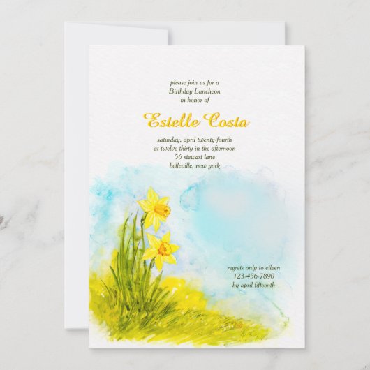 Daffodils Birthday Invitation Kaart (Voorkant)
