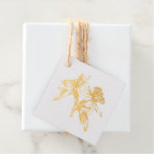 Daffodils bloemen boeket. Gouden lijn. Bedankjes Labels (Met doos)