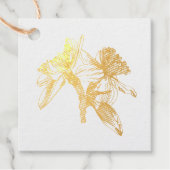 Daffodils bloemen boeket. Gouden lijn. Bedankjes Labels (Voorkant)
