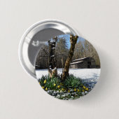 Daffodils bloemen in de sneeuw ronde button 5,7 cm (Voorkant /achterkant)