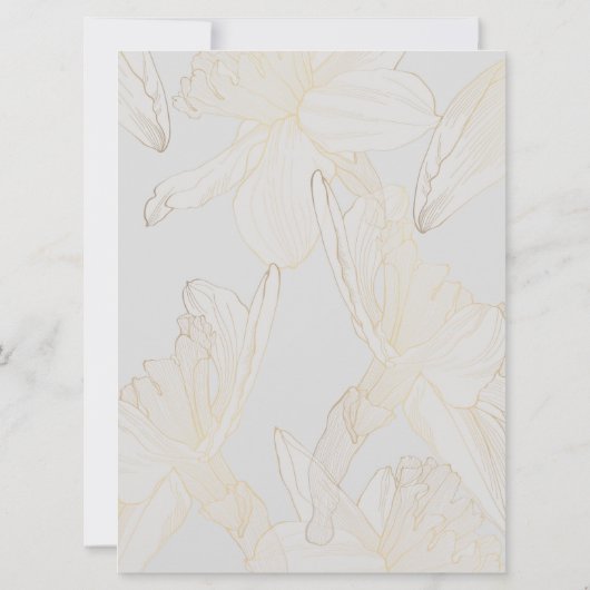 Daffodils bloemen lijn kunst. save the date (Achterkant)