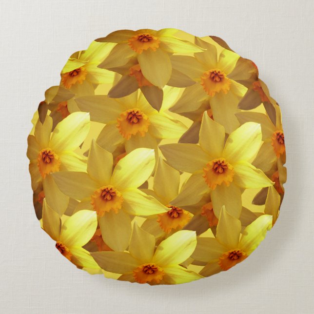 Daffodils Bloom-kussen Rond Kussen (Voorkant)