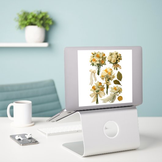 Daffodils Bouquet Spring Wedding Fussy Cut  Sticker (Laptop op bureau)