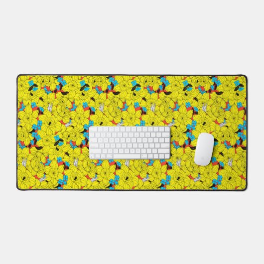 Daffodils bronfloraalpatroon bureaumat (Keyboard & Muis)