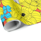 Daffodils bronfloraalpatroon cadeaupapier (Rol Hoek)