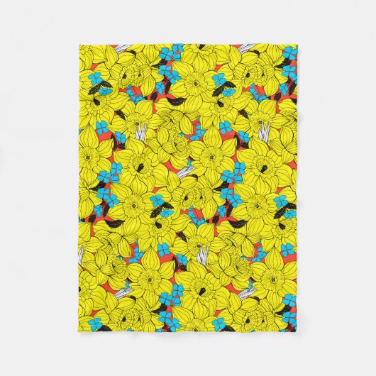 Daffodils bronfloraalpatroon fleece deken (Voorkant)