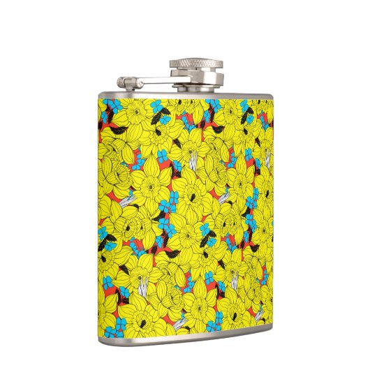 Daffodils bronfloraalpatroon heupfles (Rechts)