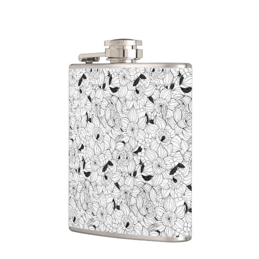 Daffodils bronfloraalpatroon heupfles (Links)