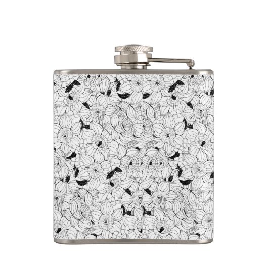 Daffodils bronfloraalpatroon heupfles (Achterkant)