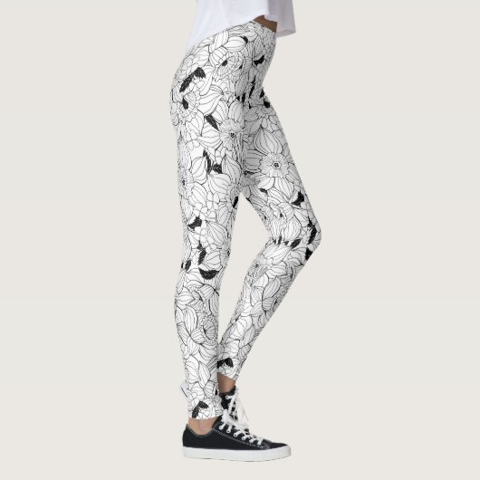Daffodils bronfloraalpatroon leggings (Rechts)