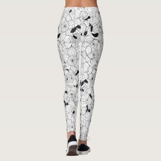 Daffodils bronfloraalpatroon leggings (Achterkant)