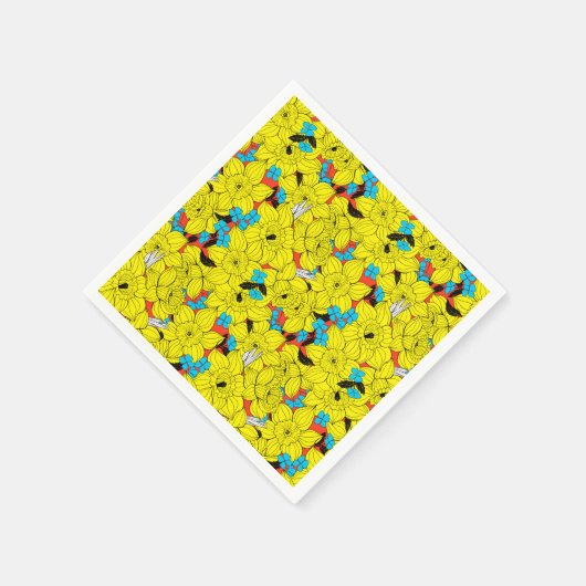 Daffodils bronfloraalpatroon servetten (Hoek)