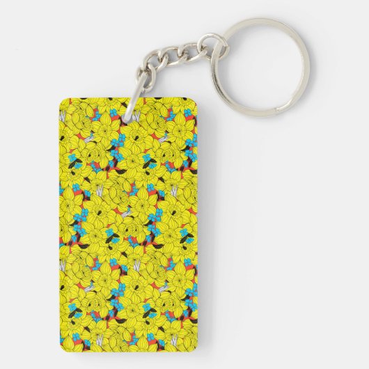 Daffodils bronfloraalpatroon sleutelhanger (achterkant)