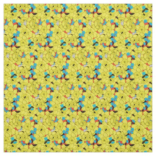 Daffodils bronfloraalpatroon stof (Swatch)