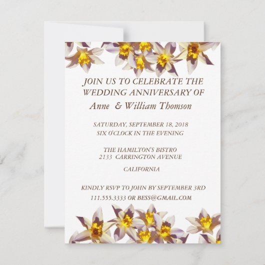 Daffodils Bruiloft Jubileum Uitnodigingen (Achterkant)