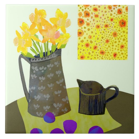 Daffodils Ceramic Kitchen Tile Tegeltje (Voorkant)