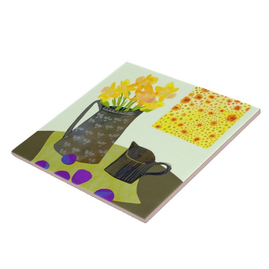 Daffodils Ceramic Kitchen Tile Tegeltje (Zijkant)