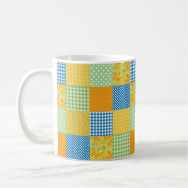 Daffodils Coffee Mok: Country Style Faux-Patchwork Koffiemok