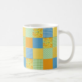Daffodils Coffee Mok: Country Style Faux-Patchwork Koffiemok