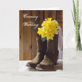 Daffodils Cowboy Boots Wedding Save the Date Aankondiging (Voorkant)