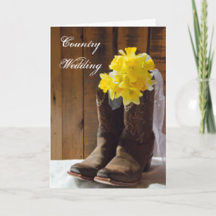 Daffodils Cowboy Boots Wedding Save the Date Aankondiging