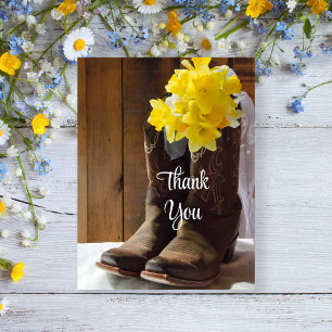 Daffodils Cowboy Boots Western huwelijk bedankt Briefkaart