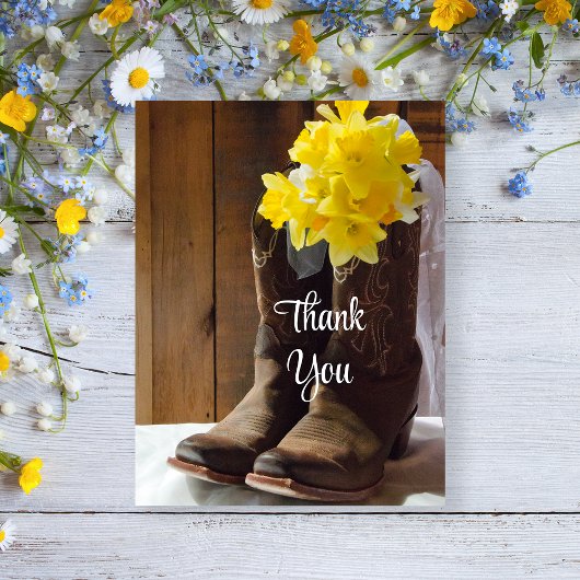 Daffodils Cowboy Boots Western huwelijk bedankt Briefkaart
