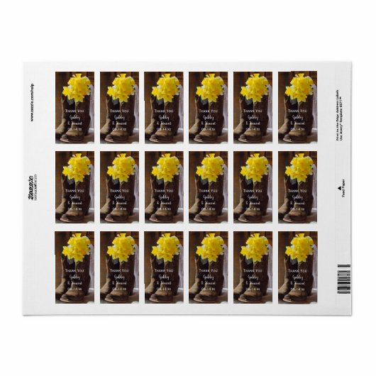 Daffodils Cowboy Boots Western huwelijk bedankt Etiket (Full Sheet)