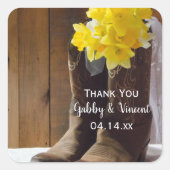 Daffodils Cowboy Boots Western huwelijk bedankt Vierkante Sticker (Voorkant)