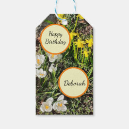 Daffodils & Crocus Birthday Cadeaulabel