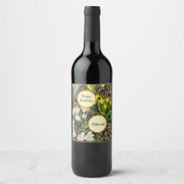 Daffodils & Crocus Birthday Wijn Etiket