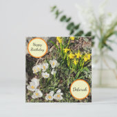 Daffodils & Crocus Flat Birthday Card Kaart (Staand voorkant)