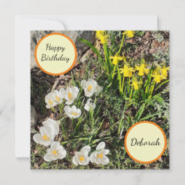 Daffodils & Crocus Flat Birthday Card Kaart