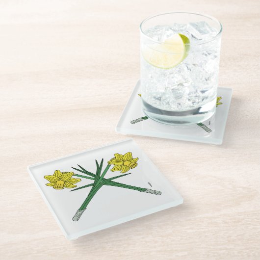 Daffodils Crossed Glazen Onderzetter (Schuin)