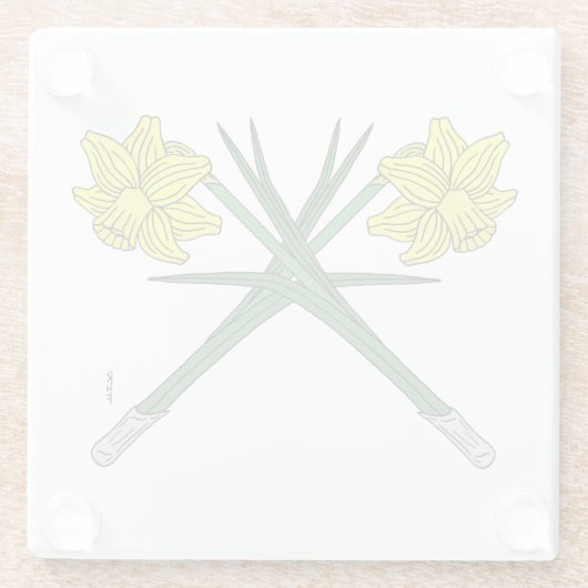 Daffodils Crossed Glazen Onderzetter (Achterkant)